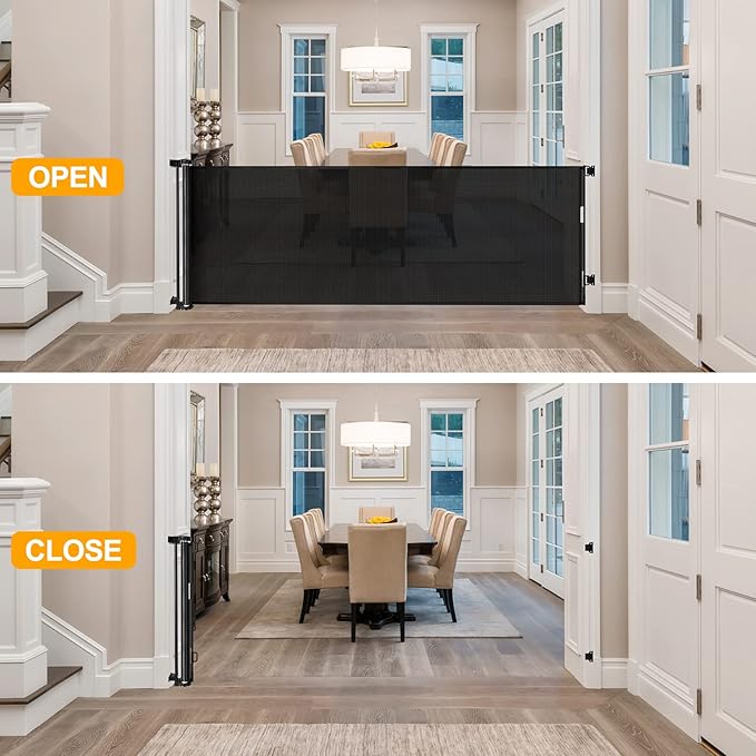 180 Inch Extra Wide Dog Gates for The House Extra Wide Retractable Dog Gate for Doorway Indoor Extra Long Baby Gate for Large Openings Retractable Baby Gate Outdoor Baby Gate for Deck Outdoor Dog Gate