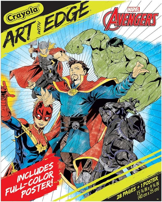 Crayola Art With Edge Marvel Avengers Coloring Pages (28pgs), Superhero Coloring, Adult Coloring Pages, 8"x10", Gift for Teens