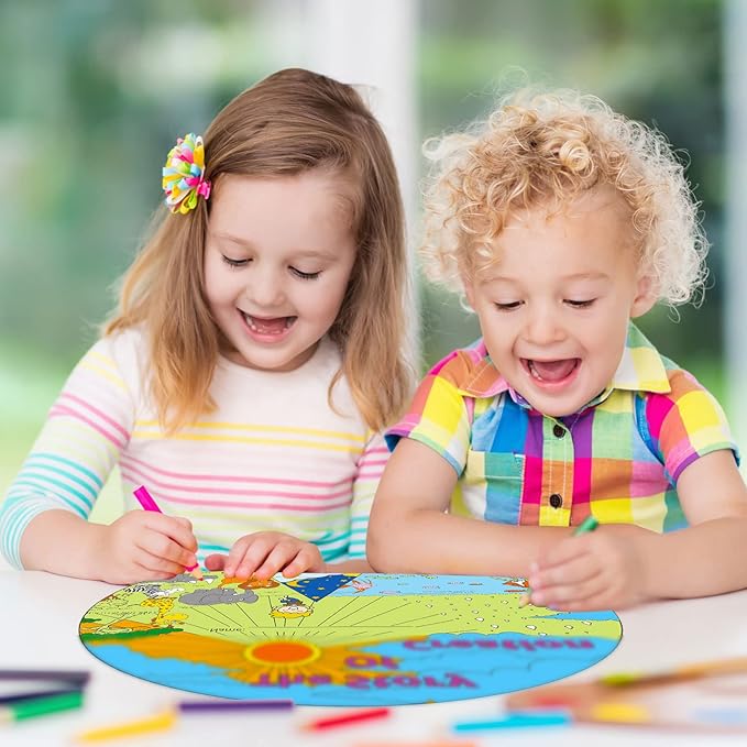 Ireer 24 Sets Sunday School Crafts for Kids Religious Activities Color Your Own Creation Wheel The Story of Creation Wheel Religious Art for Kids VBS Crafts