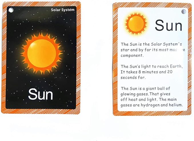 Set of The Solar System and Moon Phase Flashcards for Toddlers | Kids Learning Flashcard & Montessori Pocket Cards | Perfect for Pre-K Decor Background Wall Stickers, Teacher/Autism Therapists Tools