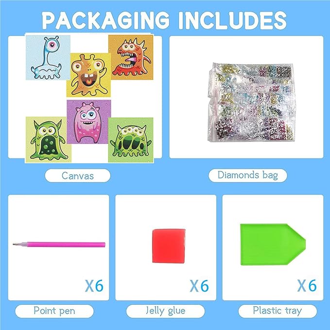 Junrife 5D Diamond Craft Kits Stickers for Kids,Gem Kids' Paint by Number Kits Mosaic Sticker - Best Gifts for Girls Over Ages 6 Easy for Kids Adult Beginners