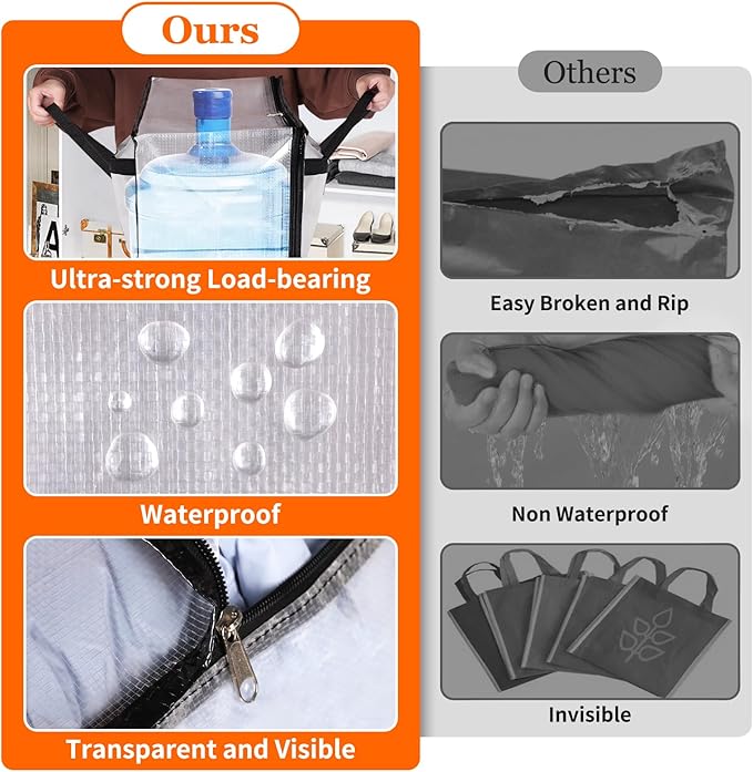 4 Pack Clear Storage Bags for Comforter, Clothes & Bedding, Plastic Blanket Storage with Zipper and Handle, Moving Bags, Closet Organizer and Under-Bed Storage (60L)