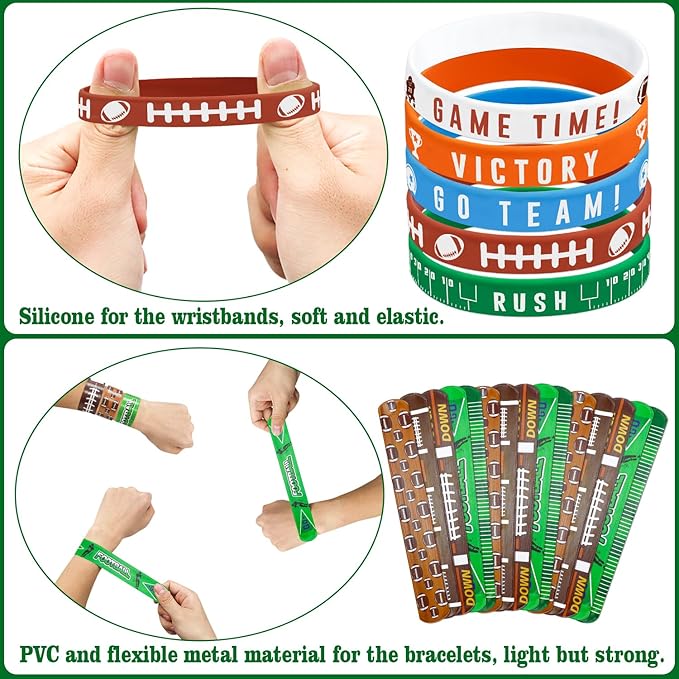 40 Pieces Football Party Favors, Football Silicone Wristbands Football Rubber Bracelets for Football Game Day Teens Birthday Football Theme Party Football Team Awards Presents