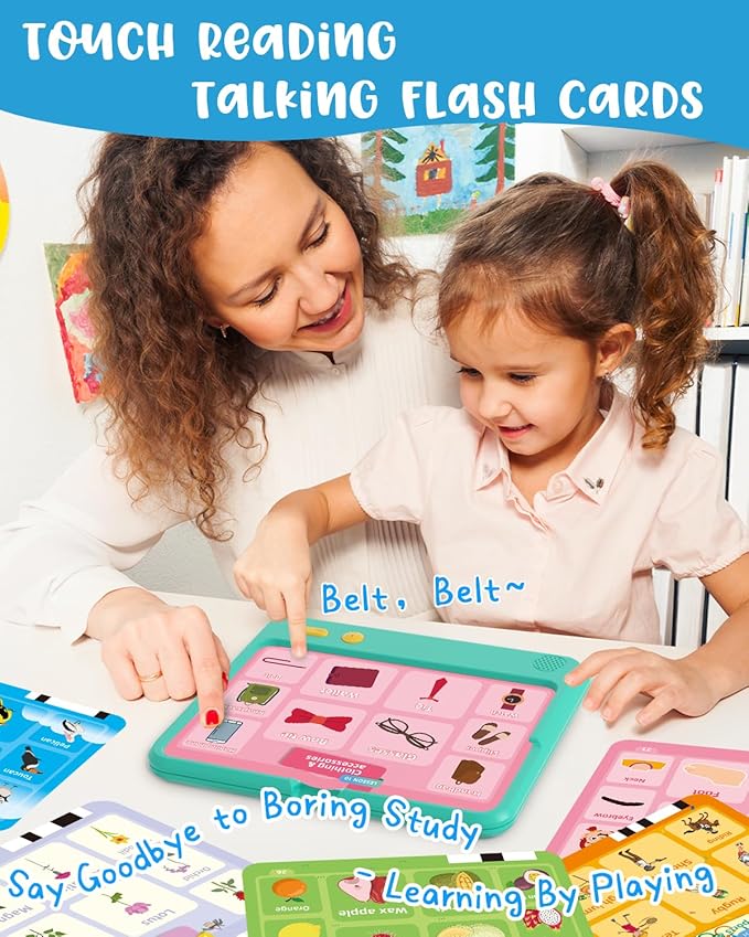 500 Words Talking Flash Cards Sound Book for Toddlers 1-3, Montessori Learning Toys for Kids 3 4 5 6 Year Old, Speech Therapy Sensory Toys for Autism Children, Christmas Birthday Gifts for Boys Girls