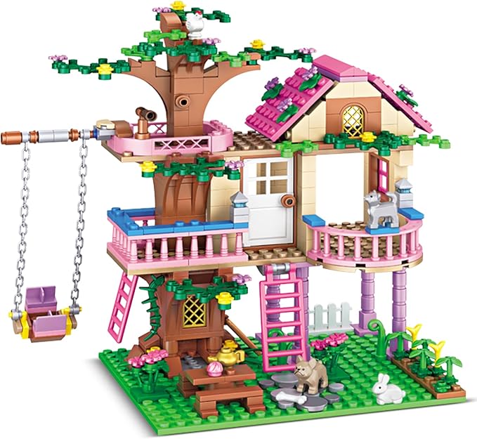 Tree House Building Set Compatible with Lego Friends, 504 PCS Forest House Building Kit Birthday Gift for Kids Girls Boys Age 6-12 Years（7652）
