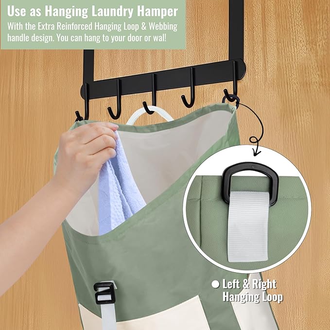 JOINPRO Laundry Bag Backpack, 125L Extra Large Travel with Shoulder Straps, Adjustable & Extendable Design, Laundry Hamper Bag with 3 Pockets for Laundromat, College, Travel, Camping (Green)