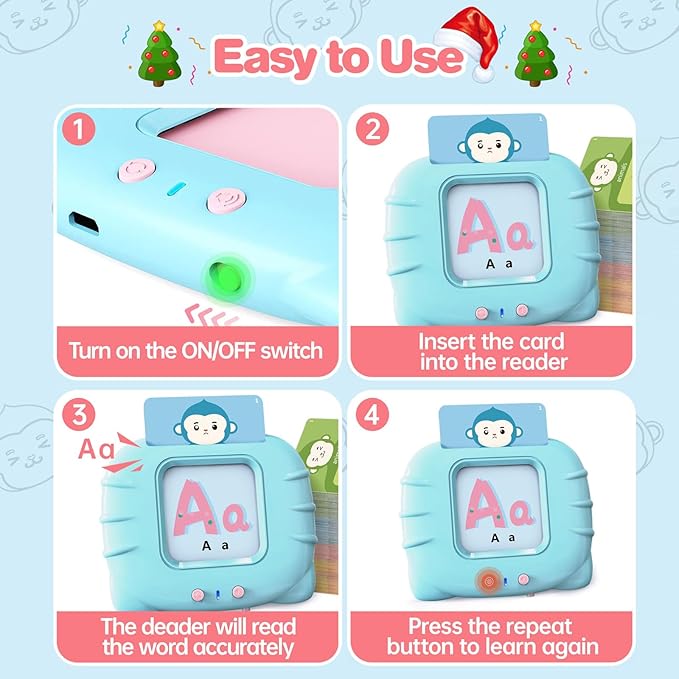 Talking Flash Cards for Toddler 1 2 3 4 5 Year Olds, ABC Flash Cards for Toddlers 2-4 Years, Montessor, Autism Sensory, Speech Therapy Toys, Birthday Gift for Boys and Girls, 256 Words