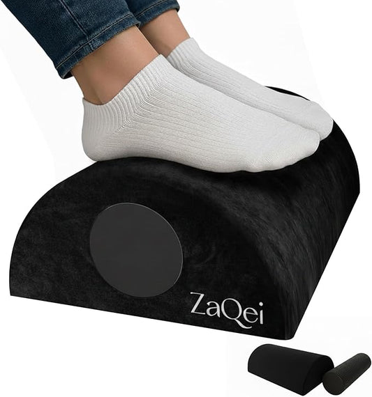 Foot Rest Under Desk Ergonomic Velvet Footstool with Massage Roller Improves Posture Relieves Plantar Fasciitis Reduces Fatigue for Office Home Gaming Adjustable Non Slip Washable Cover