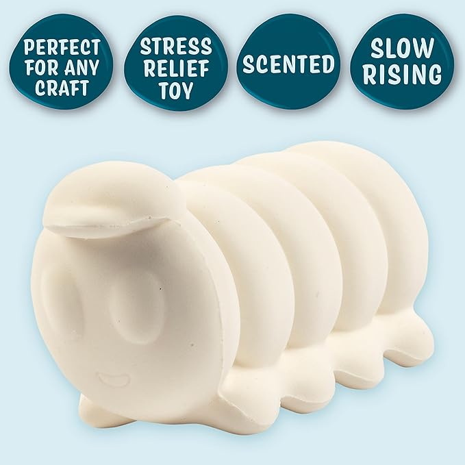 Idiy Party Craft Kit Jumbo Cute Critters Squishies (8 Garden Figures w 12 Fabric Paints)-White Kawaii Slow Rising Squishy Toys, Scented Stress Relief, Kids School, Birthday Activity Gift (4"-6")