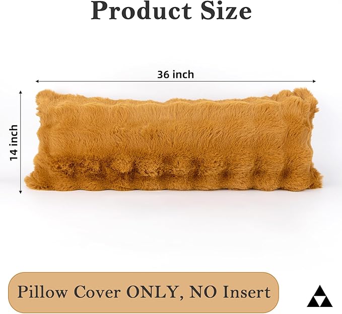 14x36 Faux Fur Lumbar Pillow Cover, Coco Brown Bubble Texture Raised Plush Soft Cushion Case for Sofa Bed Living Room Home Decor, ONLY 1 Cover