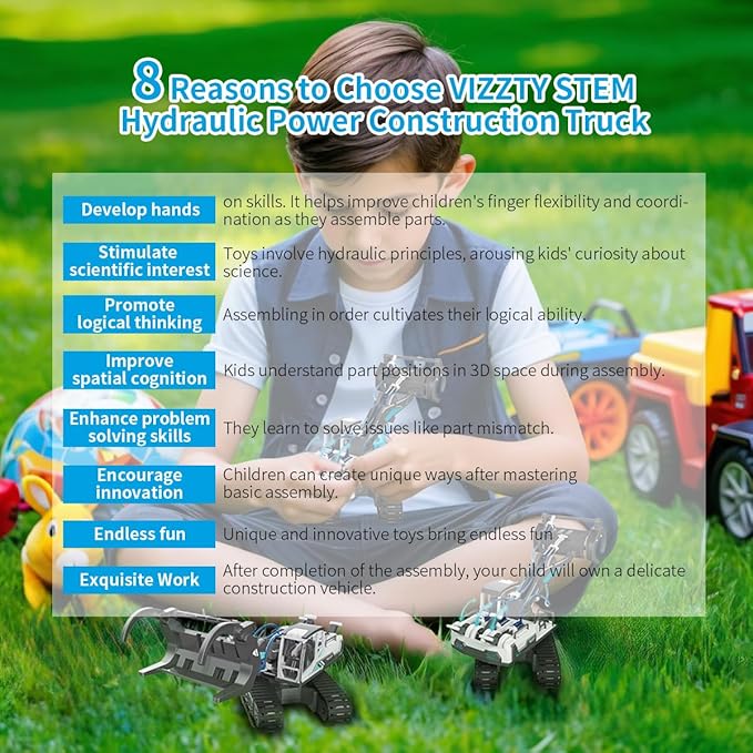 STEM Building Block Assembly Toy - Hydraulic Power Wood Loader Science Experiment Set for Boys Age 8-12 - Small Educational Toys with Powerful Learning Experience