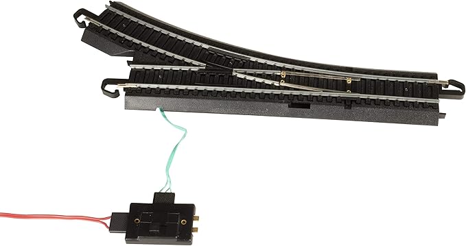 Bachmann Trains - Snap-Fit E-Z TRACK REMOTE TURNOUT - RIGHT (1/card) - STEEL ALLOY Rail With Black Roadbed - HO Scale