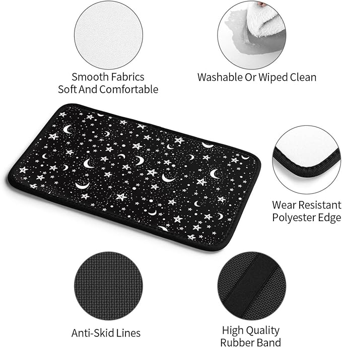 DORKEIXIA Black and White Moon Star Auto Center Console Armrest Pad Universal Car Center Console Cover Seat Box Cover for Sedan, Van, SUV, Truck Car Accessorie
