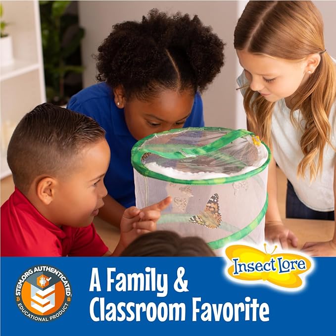 Insect Lore Birthday Butterfly Garden | Butterfly Growing Kit with Live Caterpillars | 5 Live Caterpillars, Reusable Habitat, STEM Butterfly Journal, 10 Inch Birthday Card & More