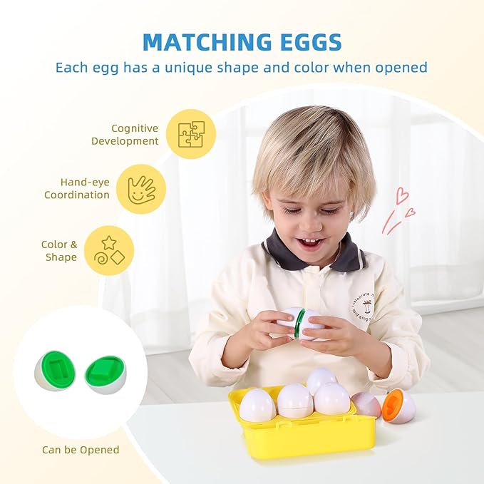 Montessori Toys for 2 Year Old, 7 in 1 Early Educationa Toy with Busy Book, Matching Eggs, Stacking Toys, Abacus for Kids Math and More, Nice Fine Motor Skill and Brain Development for Kids
