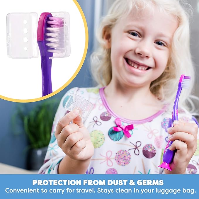 Kids Toothbrush Suction Cup with Covers, Toddler Toothbrush Soft Bristles, Child Toothbrush Suction Cups For Easy Access, Toddler Toothbrushes Handles Perfect For Tiny Hands of Boys and Girls (6 Pack)