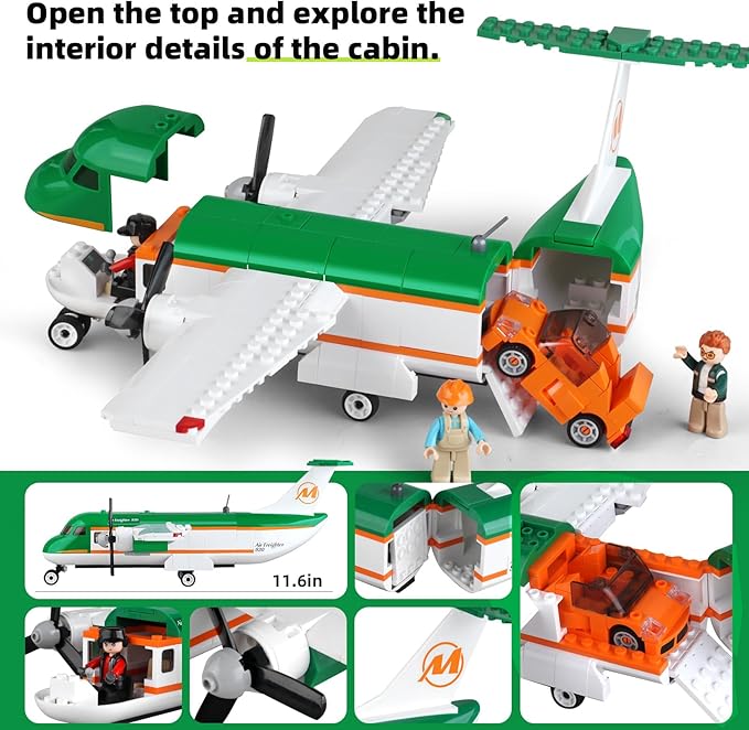 City Passenger Airplane Toy Building Set That Compatible with Lego Airplane Airport Play Set Compatible with Lego Plane with Passenger Airplane and Cargo Planes Gifts for Kids Boys Girls Age 6-12