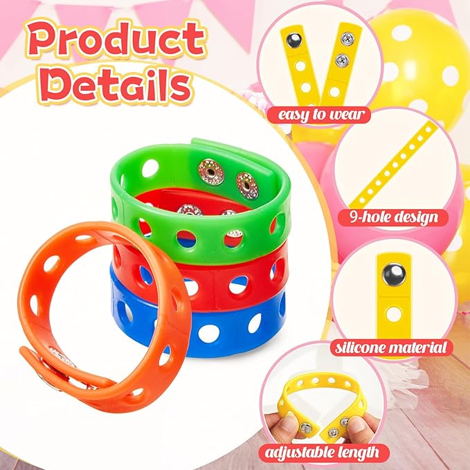 Aoriher 20 Pieces Silicone Charm Bracelets Kids Valentine's Day Silicone Wristband Gift Adjustable Rubber Bracelet with Holes for Shoe Charm First Day of School Party Favors(Multicolored)