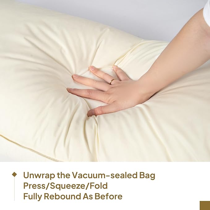 Goose Down Body Pillows for Adults, Large Body Pillow for Side Sleeper, Hugging Feather Body Pillow Insert, Cooling Full Length Long Pillow for Bed with 100% Organic Cotton Shell, Off-White 20" x 72"