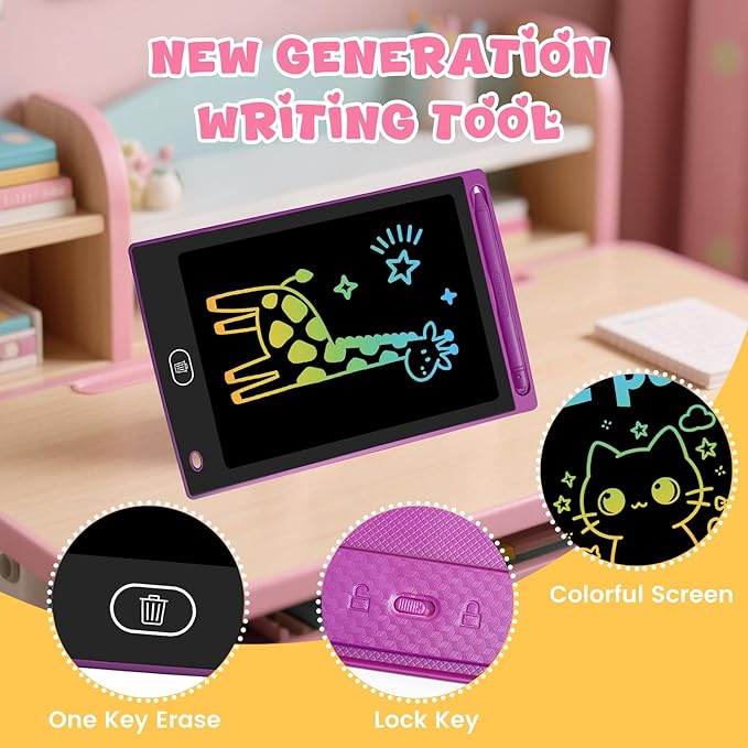 12 Pack LCD Writing Tablet for Kids, Erasable and Reusable Toddler Doodle Board in 8.5 inch, Ideal Educational Drawing Pad for Learning Toy for Ages 3-8 Gifts for Girls Boys