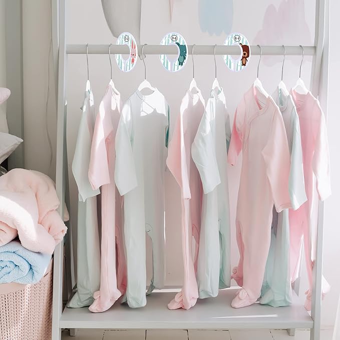 Baby Hangers, VIS'V 11 Inch White Velvet Kids Hangers with 6 Pcs Size Dividers Non Slip Nursery Children Closet Clothes Hangers for Infant Toddler Girls and Boys 50 Pcs