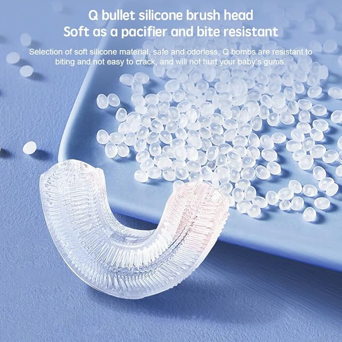 Kids Electric Toothbrush，6 Cleaning Models Toddler Toothbrush Waterproof Battery Powered 360 Automatic Sonic u Shaped Toothbrushes for 2-7 Years Old for Boys Girls（Pink）