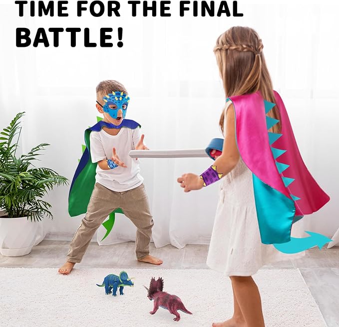 iROLEWIN Dinosaur-Costume for Kids Dragon Cape Mask as Boys Girls Dino Dress-Up Clothes for Play Toys Birthday Party Gifts