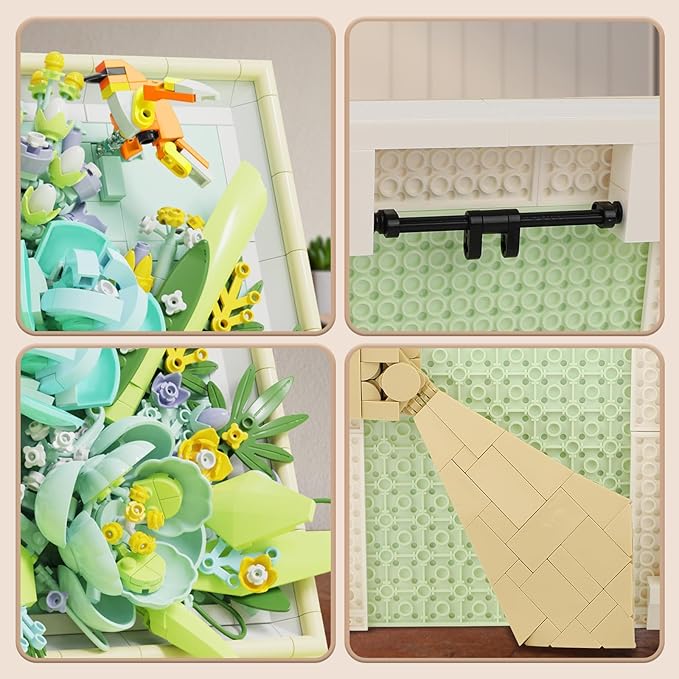 Flowers Building Set for Adults, Compatible with Lego Flowers Roses Plants Picture Frame, Botanical Collection Wall Art Home Office Decor, Ideas Gift Building Toy for Boys Girls (683 PCS)
