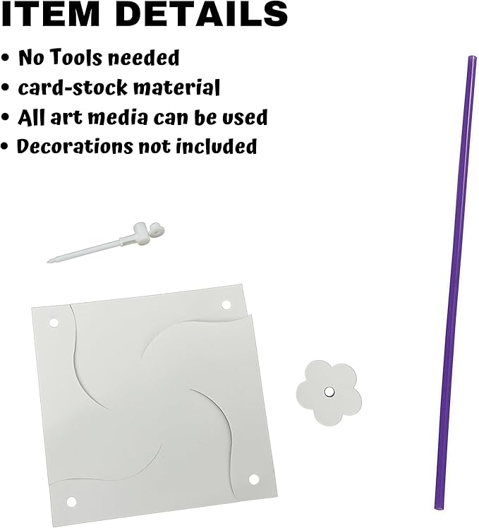 4E's Novelty DIY Pinwheels Craft for Kids (24 Pack) Color Your Own White Pinwheels, Bulk Summer Craft Kit for Boys & Girls, Arts and Craft Party Activity, Patriotic 4th of July Crafts