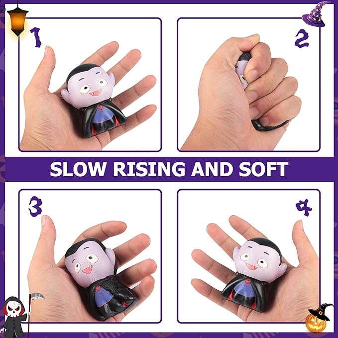 6 Packs-Halloween Squishies Toys Slow Rising, Gift Box Includes Ghost: Vampire,Pumpkin,Skull,Black Cat,Mummy,Bat, Halloween Soft Toys for Girls,Boys,Kids Party