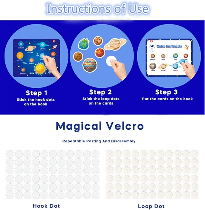 Preschool Montessori Toys for Toddlers, Space Busy Book Learning Toys for Kids Toddlers Preschool Learning Activities, Autism Sensory Educational Toys for Boys & Girls Christmas Birthday Gifts