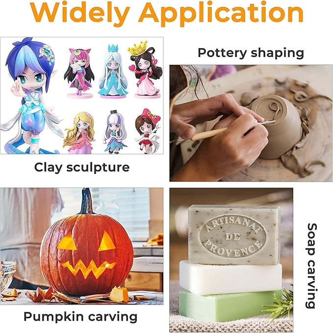 Jetmore 12 Pack Clay Tools Kit, Pottery Tools & Sculpting Tools, Polymer Modeling Clay Cutters Sculpture Set for Carving, Ceramics, Molding, DIY