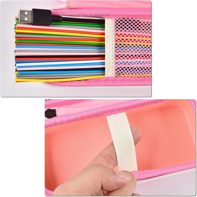GWCASE Case Compatible with 3Doodler Start+ Essentials for 3D Pen Set for Kids, Storage Organizer Carrying Holder Fit for Printing Pens, Plastic Refill Blister, Micro-USB Charger (Box Only)-Pink