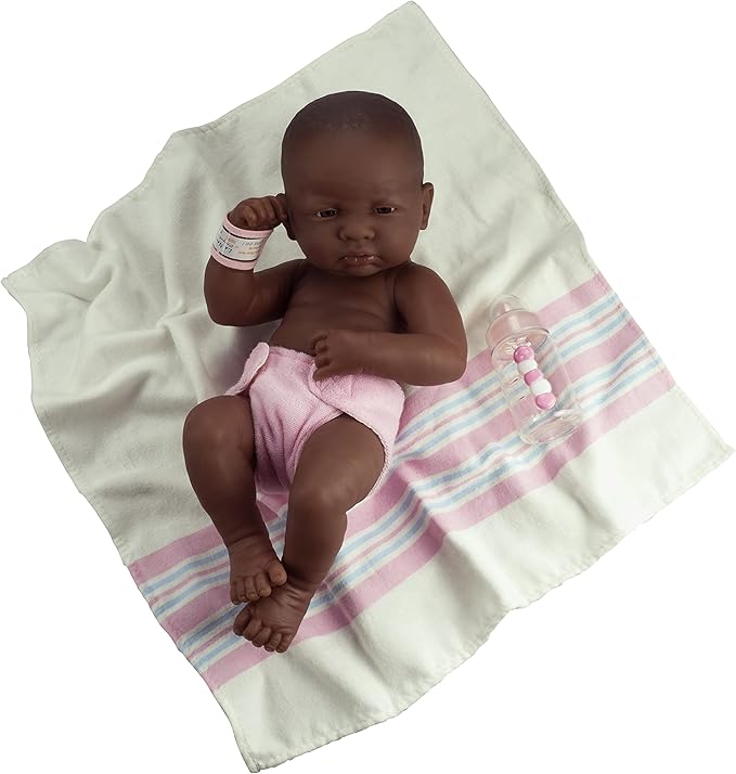 JC Toys - La Newborn First Day African American| Anatomically Correct Real Girl Baby Doll | 14" All-Vinyl | Made in Spain | Designed by Berenguer | Ages 2+ , Pink