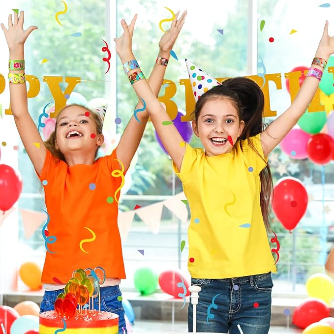 Civaner 40 Pieces Luau Party Favors Hawaiian Theme Slap Bracelets Aloha Party Decorations Tiki Snap Bracelets for Kids Summer Tropical Birthday Party Supplies Pool Beach Birthday Gifts 10 Styles