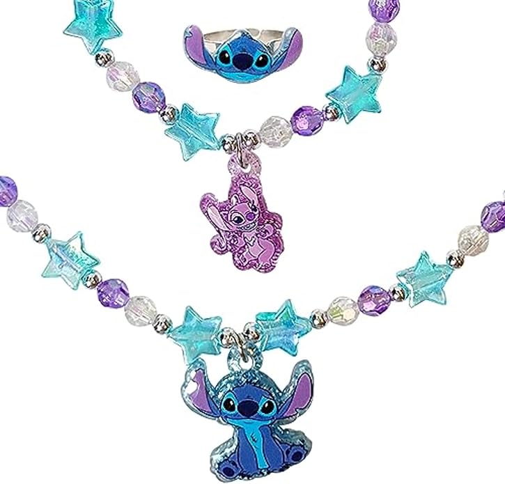 Girls Jewelry Set 3 Piece Princess Toys | Jewelry Set with Beaded Necklace for Gilrs - Toddler Bracelets and Girls Ring | Toddler Girl Toys | Kids Jewelry for Girls | Princess Dress up Ages 3+