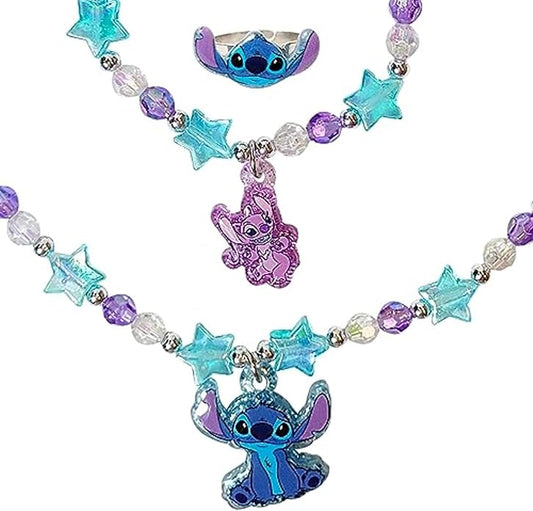 Girls Jewelry Set 3 Piece Princess Toys | Jewelry Set with Beaded Necklace for Gilrs - Toddler Bracelets and Girls Ring | Toddler Girl Toys | Kids Jewelry for Girls | Princess Dress up Ages 3+