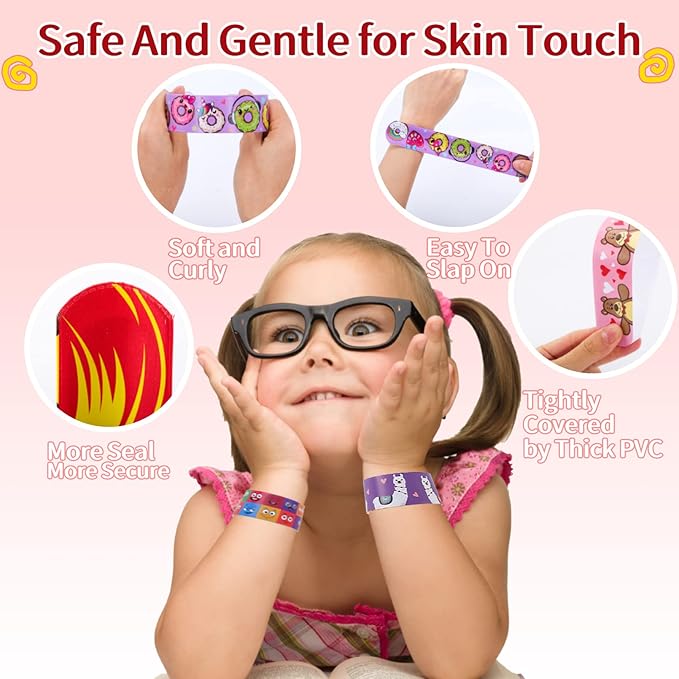 150 Pcs Slap Bracelets for Kids,Party Favors with Colorful Hearts Animals Unicorn Print Design,Slap Bands Wristbands for Boys Girls Birthday Party Supplies,Valentine Classroom Prizes Exchanging Gifts