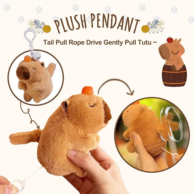Capybara Plush Gifts for Girls 4 5 6 7 8 9 10+ Years Old, Kids Cute Capybara Toys with Stuffed Animal/Keychain/Bag/Bath Towel/Hair Pins/Bracelet/Headband, Christmas Birthday Plush Toys Set