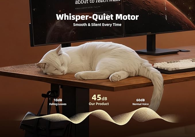 Seang Electric Height Adjustable Standing Desk, 55 x 24 Inch Sit Stand Desk with T-Shaped Frame, 3 Memory Presets & Cable Management for Home Office Computer Workstation, Black Frame/Rustic Brown Top