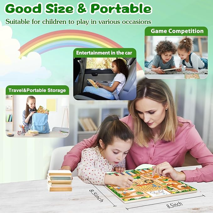 Magnetic Color and Number Maze Montessori Toys for 3+ Year Old Kids Wooden Drawing Board with Magnetic Beads Educational Learning Toys Counting Matching Toys