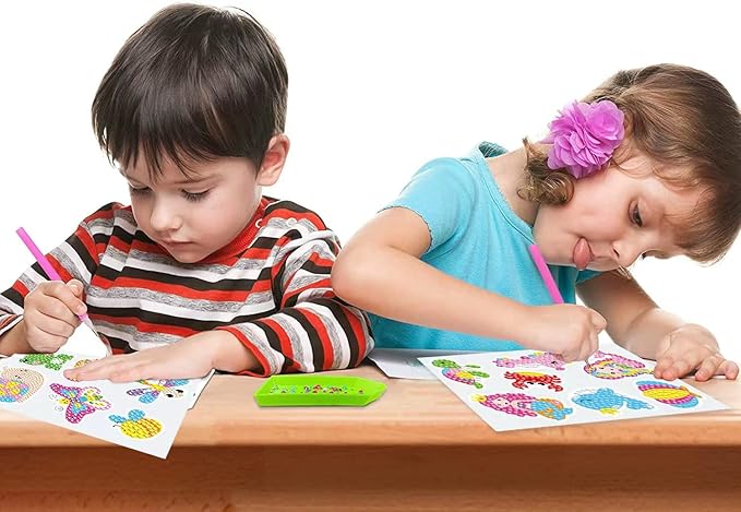 5D DIY Diamond Art Painting Stickers Kits for Kids, Diamond Mosaic Stickers by Numbers Kits Crafts Set for Children, Boys and Girls,Creative Handmade Art Craft Gift (Unicorn+Mermaid)