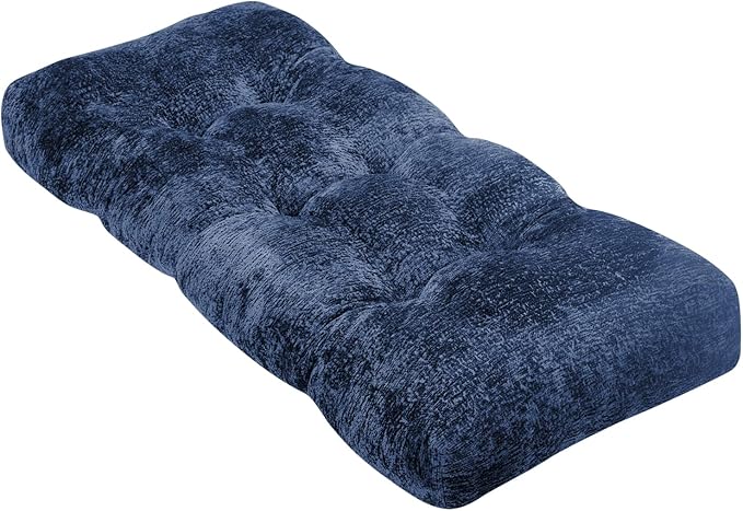 Bench Cushion 36 Inch - Luxury Chenille, High-Density Memory Foam, Non-Slip Bottom, Soft Durable Indoor Tufted Long Seat Cushion for Window Garden Furniture (Blue, 42x1 x4 Inch)