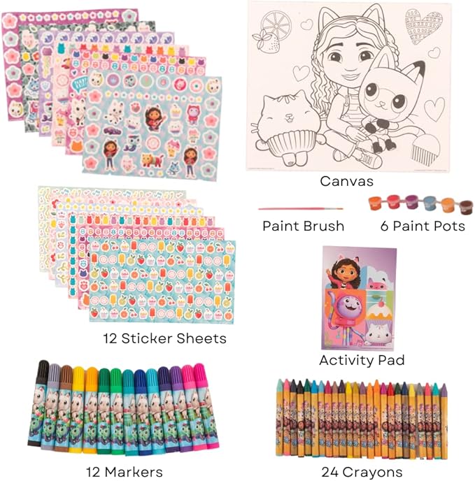 Innovative Designs Gabbys Dollhouse Creative Coloring Canvas Painting and Activity Set for Kids, 1000+ pcs