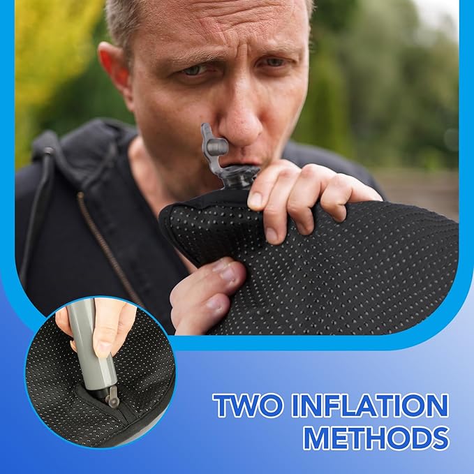 Inflatable Seat Cushion, 34 Air Cell Travel Seat with Upgraded Air Nozzle for Hemorrhoid and Tailbone Pain Relief, Portable Airplane Seat Cushion for Car, Office Chairs & Home Living