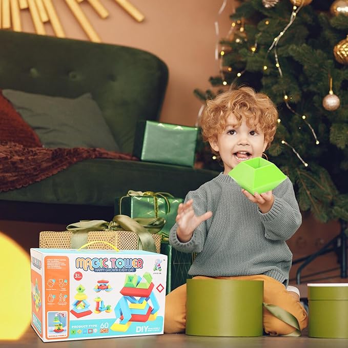 Montessori Toys for Ages 3-6 Year Old Toddlers Boys Girls Preschool Learning Stacking Toy Building Blocks Educational STEM Sensory Toys Gifts