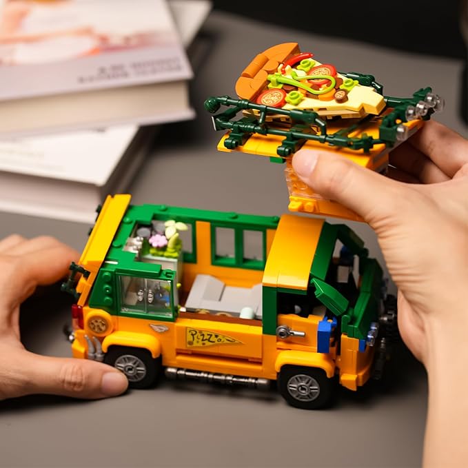 City Turtles Pizza Truck Building Set Compatible with Lego for Boys 8-12 Years,for Adutls Ninja Building Collection 652 PCS