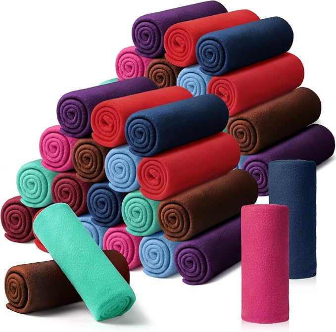 Kinlop Fleece Blanket Bulk 60 x 50 Inch Soft Lightweight Fleece Cozy Blanket Warm Throw Plush Pet Throw for Bed Couch Sofa Home Office Wedding Gifts Travel Camping(Elegant Color,40 Packs)