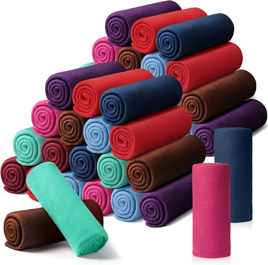 Kinlop Fleece Blanket Bulk 60 x 50 Inch Soft Lightweight Fleece Cozy Blanket Warm Throw Plush Pet Throw for Bed Couch Sofa Home Office Wedding Gifts Travel Camping(Elegant Color,40 Packs)