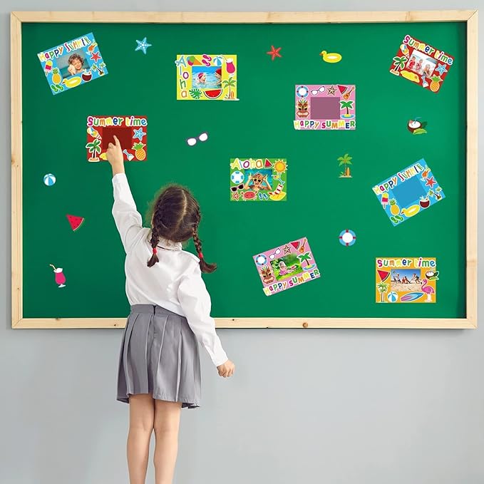 chiazllta 30 Pack Summer Crafts Kit for Kids End of School Year Picture Frames Beach DIY Art Crafts Classroom Summer Activities Game Party Favor